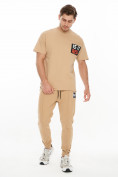 Оптом Костюм джоггеры с футболкой бежевого цвета 9181B в Перми, фото 2