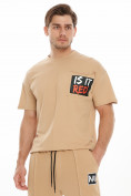 Оптом Костюм джоггеры с футболкой бежевого цвета 9181B, фото 7