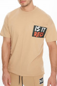 Оптом Костюм джоггеры с футболкой бежевого цвета 9181B, фото 9