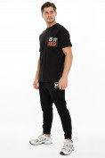 Оптом Костюм джоггеры с футболкой черного цвета 9181Ch, фото 3