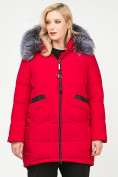 Оптом Куртка зимняя женская молодежная красного цвета 92-955_30Kr в Сочи, фото 2