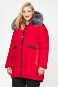 Оптом Куртка зимняя женская молодежная красного цвета 92-955_30Kr в Санкт-Петербурге, фото 3