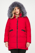Оптом Куртка зимняя женская молодежная красного цвета 92-955_30Kr в Санкт-Петербурге, фото 6