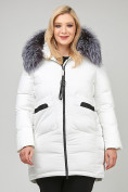Оптом Куртка зимняя женская молодежная белого цвета 92-955_31Bl в Омске