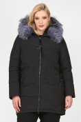 Оптом Куртка зимняя женская молодежная черного цвета 92-955_701Ch в Перми, фото 2