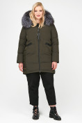 Оптом Куртка зимняя женская молодежная цвета хаки 92-955_8Kh в Перми, фото 2
