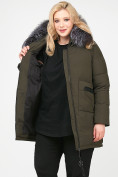 Оптом Куртка зимняя женская молодежная цвета хаки 92-955_8Kh в Перми, фото 7