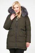 Оптом Куртка зимняя женская молодежная цвета хаки 92-955_8Kh в Перми, фото 3