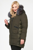 Оптом Куртка зимняя женская молодежная цвета хаки 92-955_8Kh, фото 4