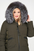 Оптом Куртка зимняя женская молодежная цвета хаки 92-955_8Kh в Омске