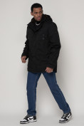 Оптом Парка мужская зимняя с мехом черного цвета 92112Ch в Екатеринбурге, фото 2