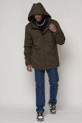 Оптом Парка мужская зимняя с мехом цвета хаки 92112Kh в Казани, фото 5