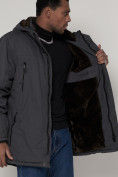 Оптом Парка мужская зимняя с мехом серого цвета 92112Sr в Екатеринбурге, фото 16