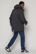 Оптом Парка мужская зимняя с мехом серого цвета 92112Sr в Казани, фото 4