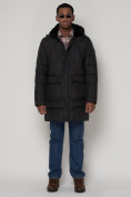 Оптом Куртка зимняя мужская классическая стеганная черного цвета 92895Ch в Казани