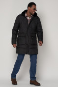 Оптом Куртка зимняя мужская классическая стеганная черного цвета 92895Ch в Казани, фото 3