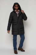 Оптом Куртка зимняя мужская классическая стеганная черного цвета 92895Ch в Казани, фото 5