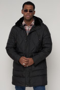 Оптом Куртка зимняя мужская классическая стеганная черного цвета 92895Ch в Казани, фото 9