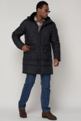 Оптом Куртка зимняя мужская классическая стеганная темно-синего цвета 92895TS в Казани, фото 3