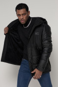 Оптом Спортивная молодежная куртка мужская черного цвета 92933Ch в Казани, фото 16