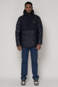Оптом Спортивная молодежная куртка мужская темно-синего цвета 92933TS в Екатеринбурге
