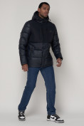 Оптом Спортивная молодежная куртка мужская темно-синего цвета 92933TS в Екатеринбурге, фото 3