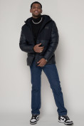 Оптом Спортивная молодежная куртка мужская темно-синего цвета 92933TS в Казани, фото 5