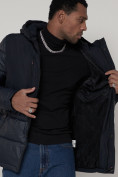 Оптом Спортивная молодежная куртка мужская темно-синего цвета 92933TS в Екатеринбурге, фото 14