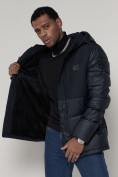 Оптом Спортивная молодежная куртка мужская темно-синего цвета 92933TS в Казани, фото 15