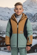 Оптом Горнолыжный костюм для мальчика коричневого цвета 9315K, фото 3