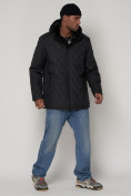 Оптом Куртка зимняя мужская классическая стеганная черного цвета 93168Ch в Казани, фото 3