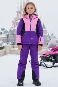 Оптом Горнолыжный костюм для девочки фиолетового цвета 9316F