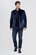 Оптом Куртка велюровая классическая Valianly темно-синего цвета 93351TS, фото 2