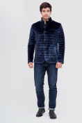 Оптом Куртка велюровая классическая Valianly темно-синего цвета 93351TS, фото 3