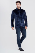 Оптом Куртка велюровая классическая Valianly темно-синего цвета 93351TS в Нижнем Новгороде