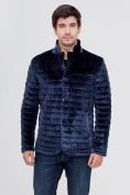Оптом Куртка велюровая классическая Valianly темно-синего цвета 93351TS, фото 5
