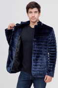 Оптом Куртка велюровая классическая Valianly темно-синего цвета 93351TS в  Красноярске, фото 8