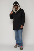 Оптом Парка мужская зимняя с мехом черного цвета 93598Ch в Казани, фото 18