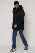 Оптом Парка мужская зимняя с капюшоном черного цвета 93610Ch в Екатеринбурге, фото 2