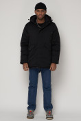 Оптом Парка мужская зимняя с капюшоном черного цвета 93610Ch в Казани, фото 4