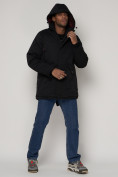 Оптом Парка мужская зимняя с капюшоном черного цвета 93610Ch в Екатеринбурге, фото 8