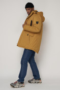 Оптом Парка мужская зимняя с капюшоном желтого цвета 93610J в Екатеринбурге, фото 12