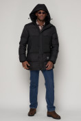 Оптом Куртка зимняя мужская классическая черного цвета 93629Ch в Казани, фото 5