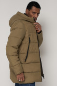 Оптом Спортивная молодежная куртка удлиненная мужская бежевого цвета 93686B в Екатеринбурге, фото 11