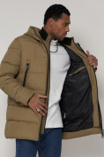 Оптом Спортивная молодежная куртка удлиненная мужская бежевого цвета 93686B в Казани, фото 13