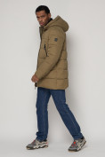 Оптом Спортивная молодежная куртка удлиненная мужская бежевого цвета 93686B в Казани, фото 2