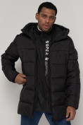 Оптом Спортивная молодежная куртка удлиненная мужская черного цвета 93686Ch в Казани, фото 7