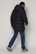 Оптом Спортивная молодежная куртка удлиненная мужская темно-синего цвета 93686TS в Казани, фото 5