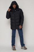 Оптом Спортивная молодежная куртка удлиненная мужская темно-синего цвета 93686TS в Казани, фото 6