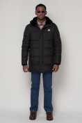 Оптом Куртка зимняя мужская классическая черного цвета 93687Ch в Екатеринбурге